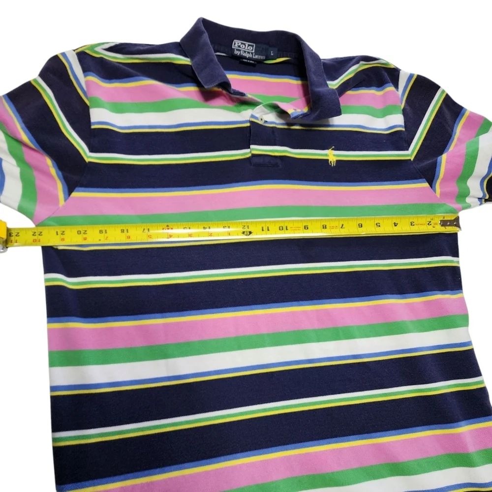 Polo Ralph Lauren Polo Shirt Striped Short Sleeve‎ Large Multicolor Men 90s Y2K